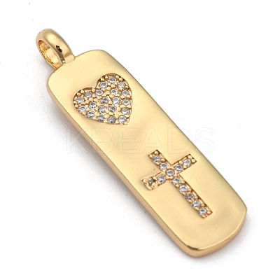 Brass Micro Pave Clear Cubic Zirconia Pendants ZIRC-A013-23G-1