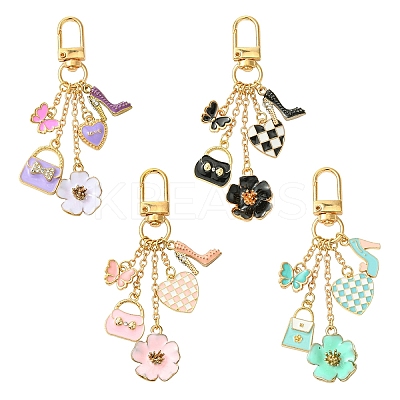 Flower/Bag/Heart Alloy Enamel Pendant Decoration HJEW-FS00025-04-1