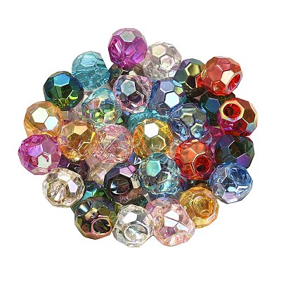 UV Plating Rainbow Iridescent Acrylic European Beads OACR-F006-05-1