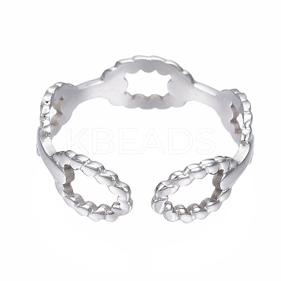 Non-Tarnish 304 Stainless Steel Oval Wrap Open Cuff Ring RJEW-T023-18P-1