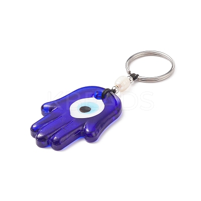 Handmade Lampwork Blue Evil Eye Keychain Key Ring KEYC-JKC00385-1