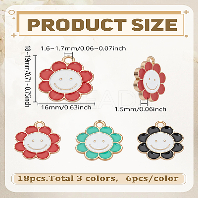 18Pcs 3 Colors Alloy Enamel Pendants ENAM-LP0002-18-1