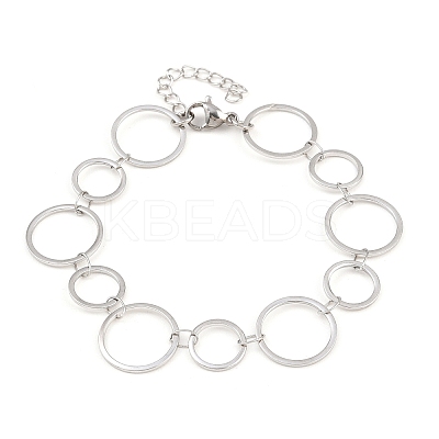 304 Stainless Steel Link Chain Bracelets for Women BJEW-P373-03C-P-1