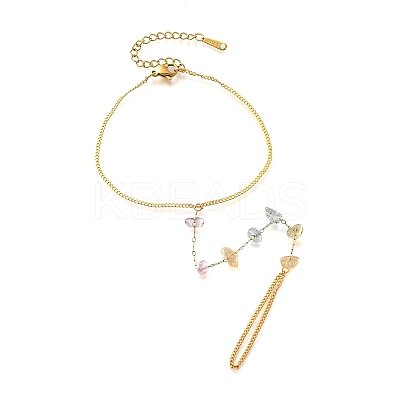 Gemstone Chip Link Chains for Women BJEW-G739-02G-1