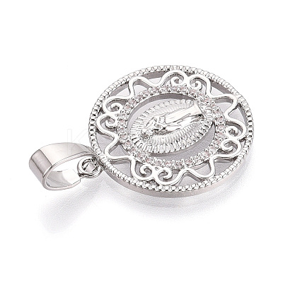 Brass Micro Pave Clear Cubic Zirconia Pendants KK-N268-53P-1