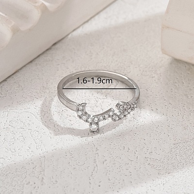 Shiny Brass LOVE Ring with Cubic Zirconia for Women Casual Holiday OT5986-8-1