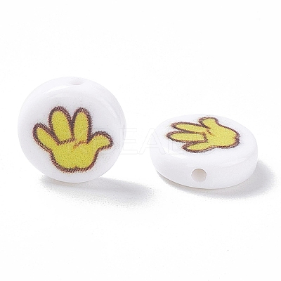 Opaque Printed Acrylic Beads SACR-F004-01B-1