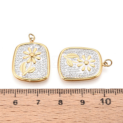 304 Stainless Steel and Polymer Clay Crystal Rhinestone Pendants STAS-T069-60B-1