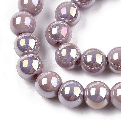 Electroplate Opaque Glass Beads Strands GLAA-T032-P10mm-AB07-1