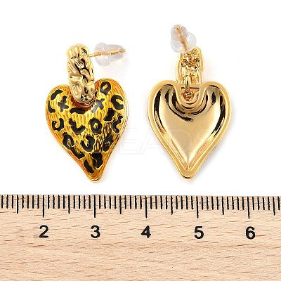 Leopard Print Brass Enamel Stud Earrings for Women EJEW-U055-12E-G-1