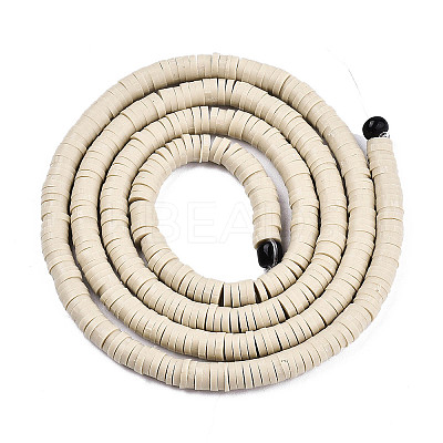 Flat Round Handmade Polymer Clay Beads CLAY-R067-6.0mm-02-1