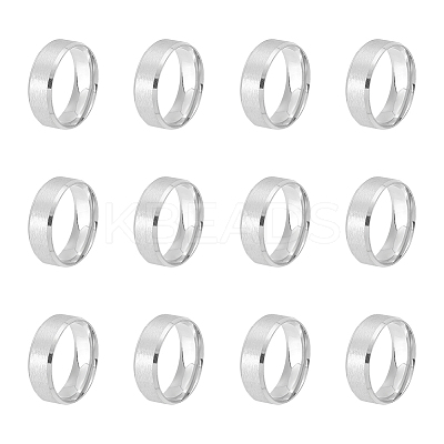 12Pcs 201 Stainless Steel Plain Band Ring for Men Women RJEW-UN0002-44A-1