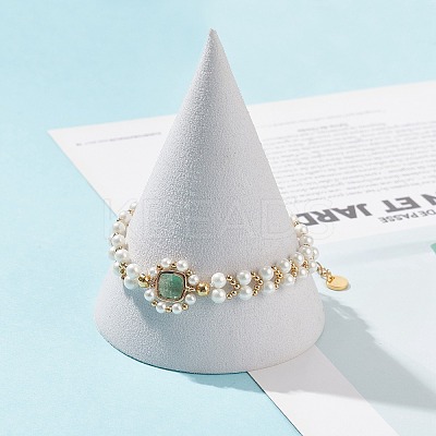 Glass & Shell Pearl Bead Bracele BJEW-TA00180-01-1