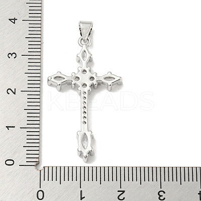 Rack Plating Brass Micro Pave Cubic Zirconia Pendants KK-F869-15P-1