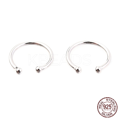 Anti-Tarnish Rhodium Plated 925 Sterling Silver Cuff Earrings EJEW-H124-06P-1