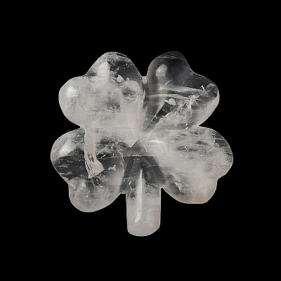 Natural Quartz Crystal Carved Clover Figurines Statues for Home Office Tabletop Feng Shui Ornament DJEW-G044-01E-1