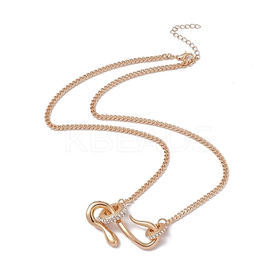 Crystal Rhinestone Snake Pendant Necklace with Alloy Curb Chains for Women LS-NJEW-I118-02KCG-1