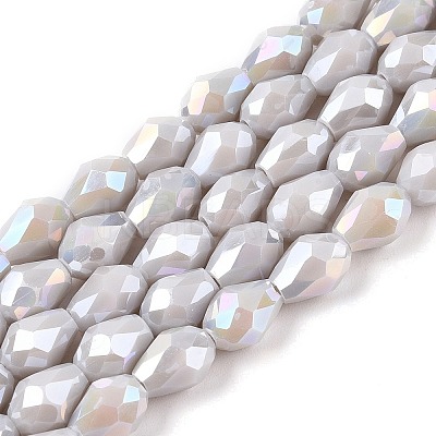 Opaque Solid Color Electroplate Glass Beads Strands X-EGLA-N013-P6mm-B05-1