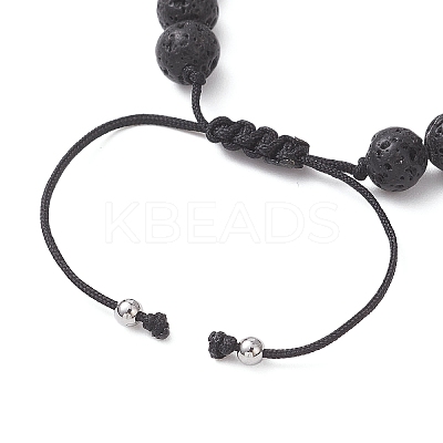 Natural Amethyst & Lava Rock Beads Braided Bead Bracelets for Women BJEW-JB12924-01-1