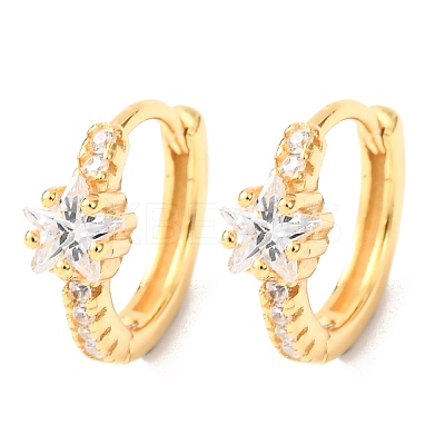Star 925 Sterling Silver Micro Pave Clear Cubic Zirconia Hoop Earrings EJEW-K317-07G-1