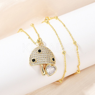Brass Micro Pave Cubic Zirconia Pendant Necklaces LS-NJEW-Q041-04G-1