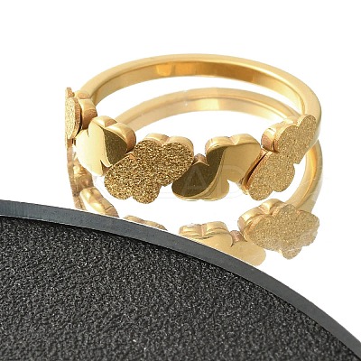 Textured Heart 304 Stainless Steel Finger Ring for Women RJEW-L126-10B-G-1