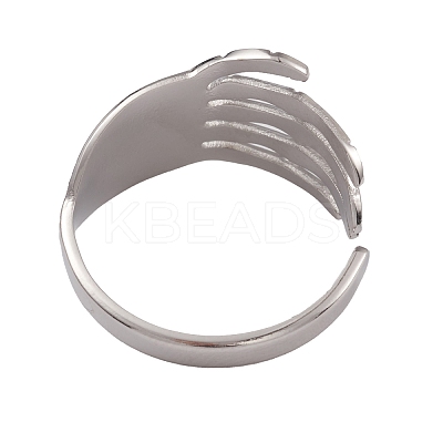 Non-Tarnish 304 Stainless Steel Skull Open Cuff Rings for Women RJEW-G285-70P-1