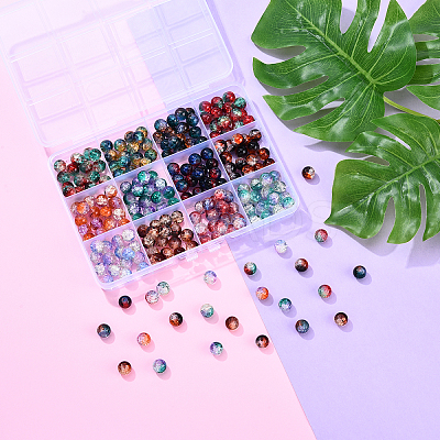 DIY Round Crackle Glass Beads Bracelets Making Kits DIY-YW0016-06-1