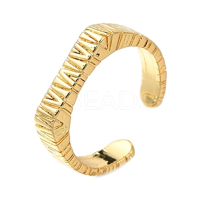 Rack Plating Brass Open Cuff Rings for Women RJEW-M022-05G-1