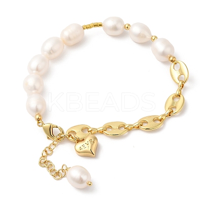 Rack Plating Brass Heart Charm Bracelet BJEW-G671-01G-1