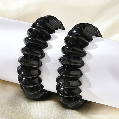 Bicone Natural Obsidian Beads Stretch Bracelets for Women Men BJEW-C097-05E-1