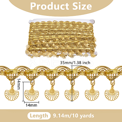 Polyester Fringe Lace Trim Ribbon with Charms Tassel OCOR-WH0078-337B-1