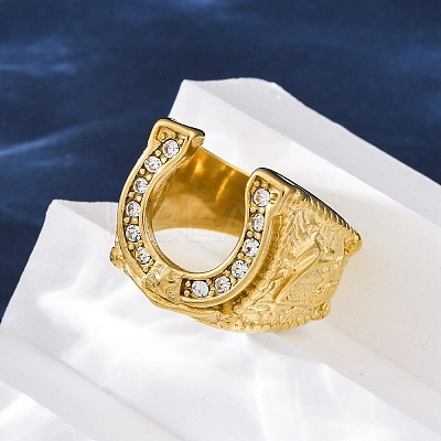 304 Stainless Steel and Rhinestone Finger Rings for Women RJEW-B121-08C-G-1