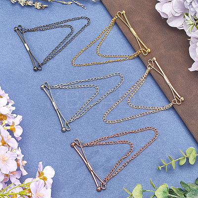 5Pcs 5 Colors Alloy Hanging Chain Brooches FIND-GF0006-85-1
