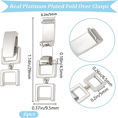 6Pcs Brass Fold Over Clasps KK-BBC0014-97P-1