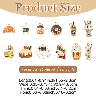 48Pcs 12 Styles Eco-Friendly Zinc Alloy Pendants ENAM-YW0009-91-1