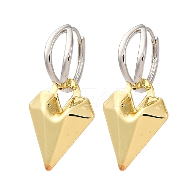 Two Tone Heart Brass Hoop Earrings EJEW-D322-12GP-02B-1