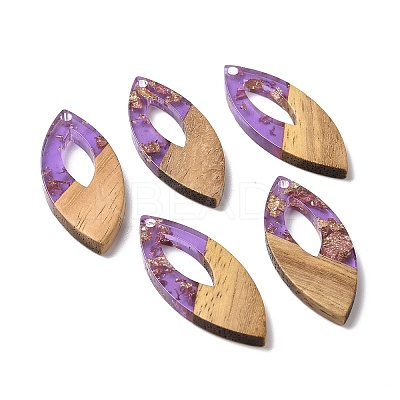 Transparent Resin & Walnut Wood Pendants RESI-N025-047A-03-1