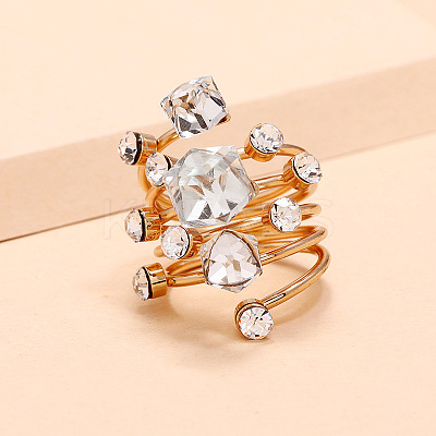 Alloy Rhinestone Multi-layer Rings VU7935-1-1