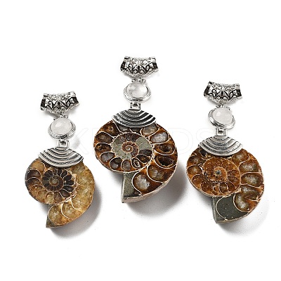Natural Quartz Crystal Fossil Snail Pendants G-F062-01-1