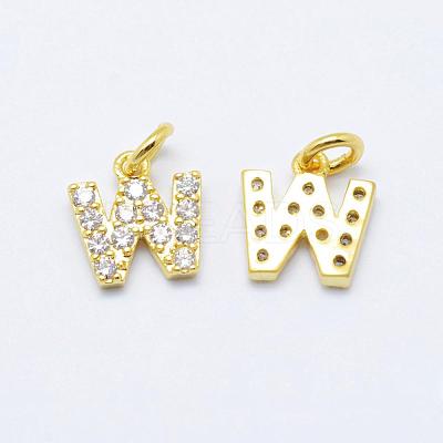 Brass Micro Pave Grade AAA Cubic Zirconia Charms ZIRC-P067-11G-W-NR-1