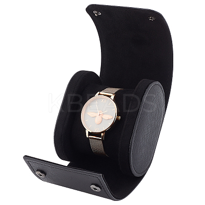 Vintage PU Leather Oval Watch Storage Box CON-WH0088-38-1