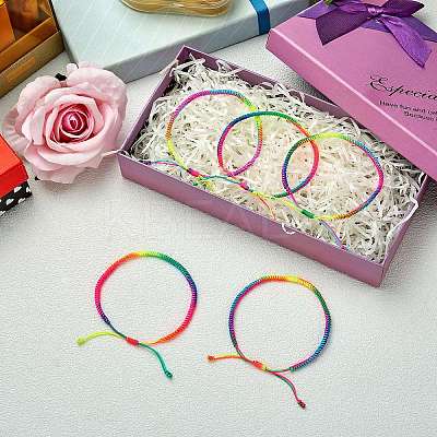 5Pcs 5 Color Braided Nylon Thread Cord Bracelets Set BJEW-SW00049-05-1