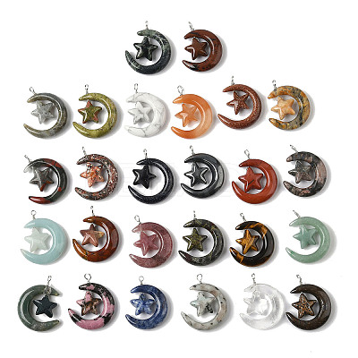 Natural & Synthetic Mixed Stone Pendants G-Z086-01P-1