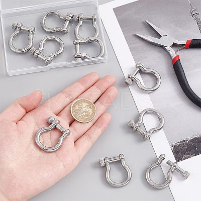 10Pcs 304 Stainless Steel D-Ring Anchor Shackle Clasps STAS-UN0039-91-1