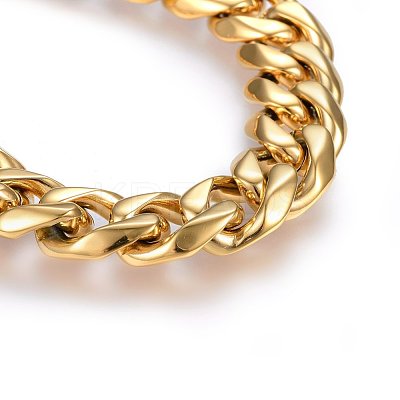 304 Stainless Steel Curb Chain Bracelets BJEW-E346-03G-1
