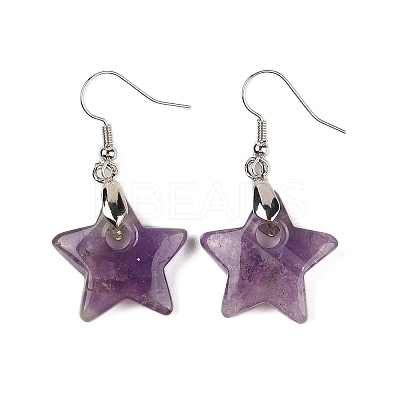 Natutal Amethyst Dangle Earrings EJEW-F343-C09-1
