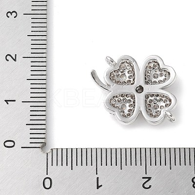 Brass Micro Pave Clear Cubic Zirconia Connector Charms KK-C086-04P-1