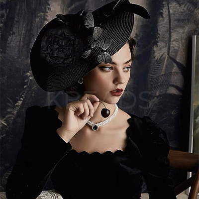 2Pcs 2 Colors Polyester Imitation Straw Oval Hat Base for Millinery AJEW-FG0002-83-1
