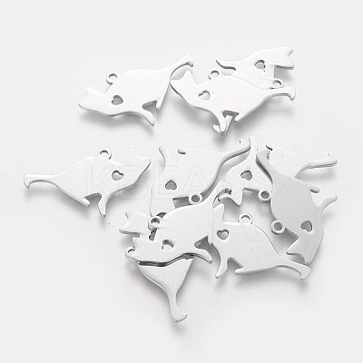 Non-Tarnish 304 Stainless Steel Kitten Pendants LS-STAS-Q201-T440-1